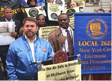 demonstration called by the 90 Church Street Labor Coalition
